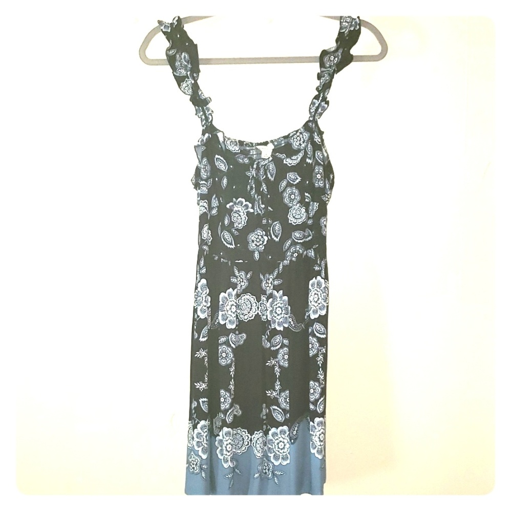 Blue floral print, strap, dress